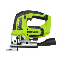 Аккумуляторный лобзик Greenworks GD24JS 3601407 служит для резки всех видов древесины, пластмассы, металлических изделий.<br />
Бесщеточный двигатель обеспечивает повышенную производительность и более продолжительный срок службы.<br />
Регулировка угла н