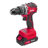 Аккумуляторная ударная дрель-шуруповерт MTX CIDS-BL-20 26188 работает от аккумулятора Li-Ion 20 В емкостью 2 А·ч и предназначена для закручивания и откручивания винтов, саморезов, шурупов, а также сверления отверстий диаметром до 25 мм в древесине и до 1