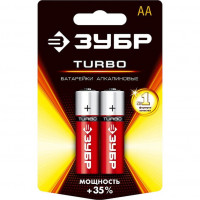 Щелочная батарейка 1.5 В, тип ААА, 2 шт, ЗУБР Turbo-MAX