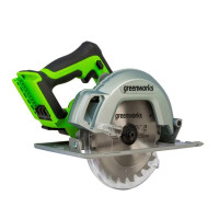 Бесщеточная циркулярная пила аккумуляторная Greenworks Арт. 1500907, 24V — отличная замена проводной циркулярной пиле. <br />
  Для защиты от порезов, пильный диск прикрывается защитным кожухом. Рукоятка имеет удобную эргономичную форму и прорезинена. Ре