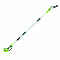 Аккумуляторный высоторез/сучкорез GreenWorks G24PS20 24V 2000107 не требует долгой подготовки к работе и включается одним нажатием кнопки. Оснащен 3-коленной составной штангой. Полная длина инструмента достигает 240 см. Это позволяет пилить сучья деревье