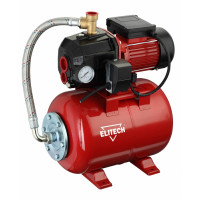 Насосная станция Elitech САВ 800/24Э<br />
-металлический гидроаккумулятор объемом 24 литра<br />
-глубина всасывания 25 м <br />
-работа в автоматическом режиме<br />
-малошумная чугунная помпа <br />
-выключатель с защитой от пыли и капель воды<br />
-