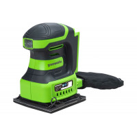 Плоскошлифовальная машина  аккумуляторная Greenworks Арт. 3100507, 24V, без АКБ и ЗУ предназначена для шлифовки поверхностей из древесины, пластика, металла.<br />
<br />
Спецификация:<br />
Частота холостого хода: 11000 колебаний/мин;<br />
Амплитуда хо