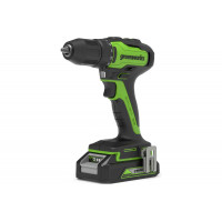 Дрель-шуруповерт аккумуляторная Greenworks GD24DD35K2 (3704007UA) — модель с новейшим бесщеточным двигателем. Предназначена для сверления без удара и закручивания/откручивания шурупов.<br />
Отлично подойдет для бытовых задач, благодаря своей легкости и 